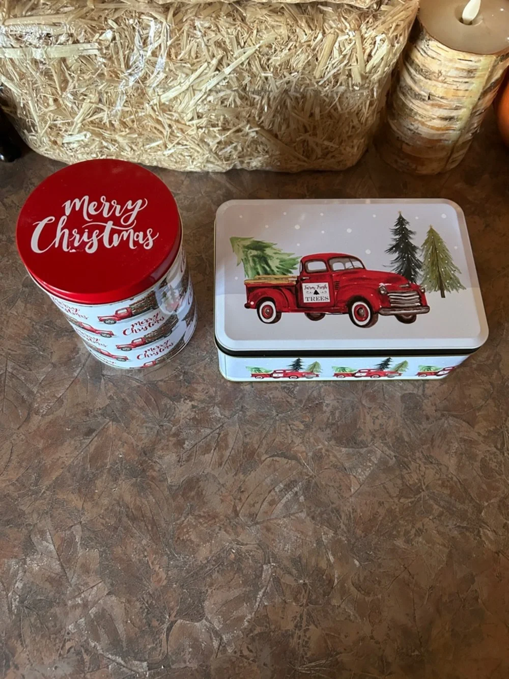 Brother and Sister Set of Two Christmas Tins